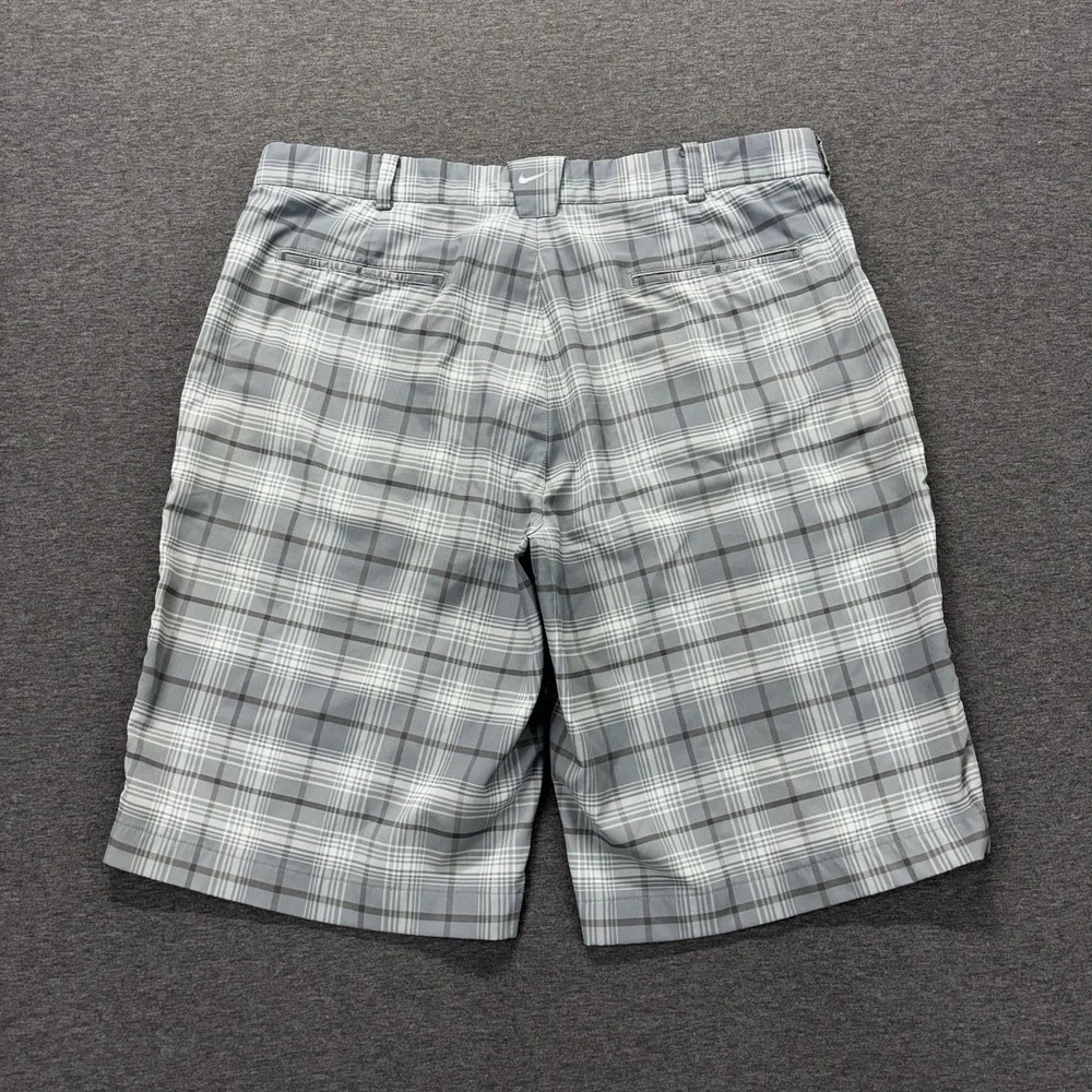 Nike Golf‎ Dri-Fit Tour Performance Shorts Mens 36 Gray Plaid Stretch Preppy